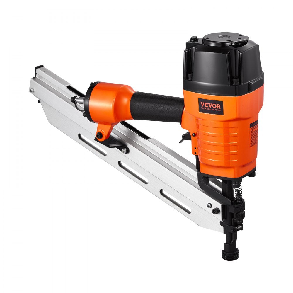 VEVOR Framing Nailer, 80-120PSI Air Nail Gun, 2" to 3-1/2" 21 Degree Full Round Head Pneumatic Framing Nailer with Tool-Less Depth Adjustment & Dual Trigger Modes, Ideal for Framing Decking Flooring