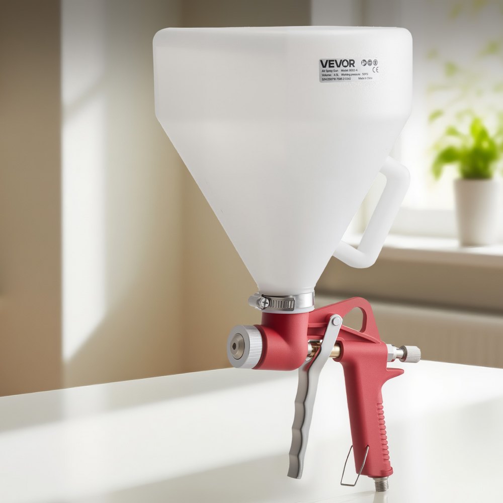 VEVOR Air Texture Spray Gun, 1.45 Gallon Air Hopper Spray Gun, Professional Drywall Texture Painting Sprayer with 3 Nozzles (3.5mm, 6mm, 8mm) for Popcorn, Knockdown, Orange Peel Textures