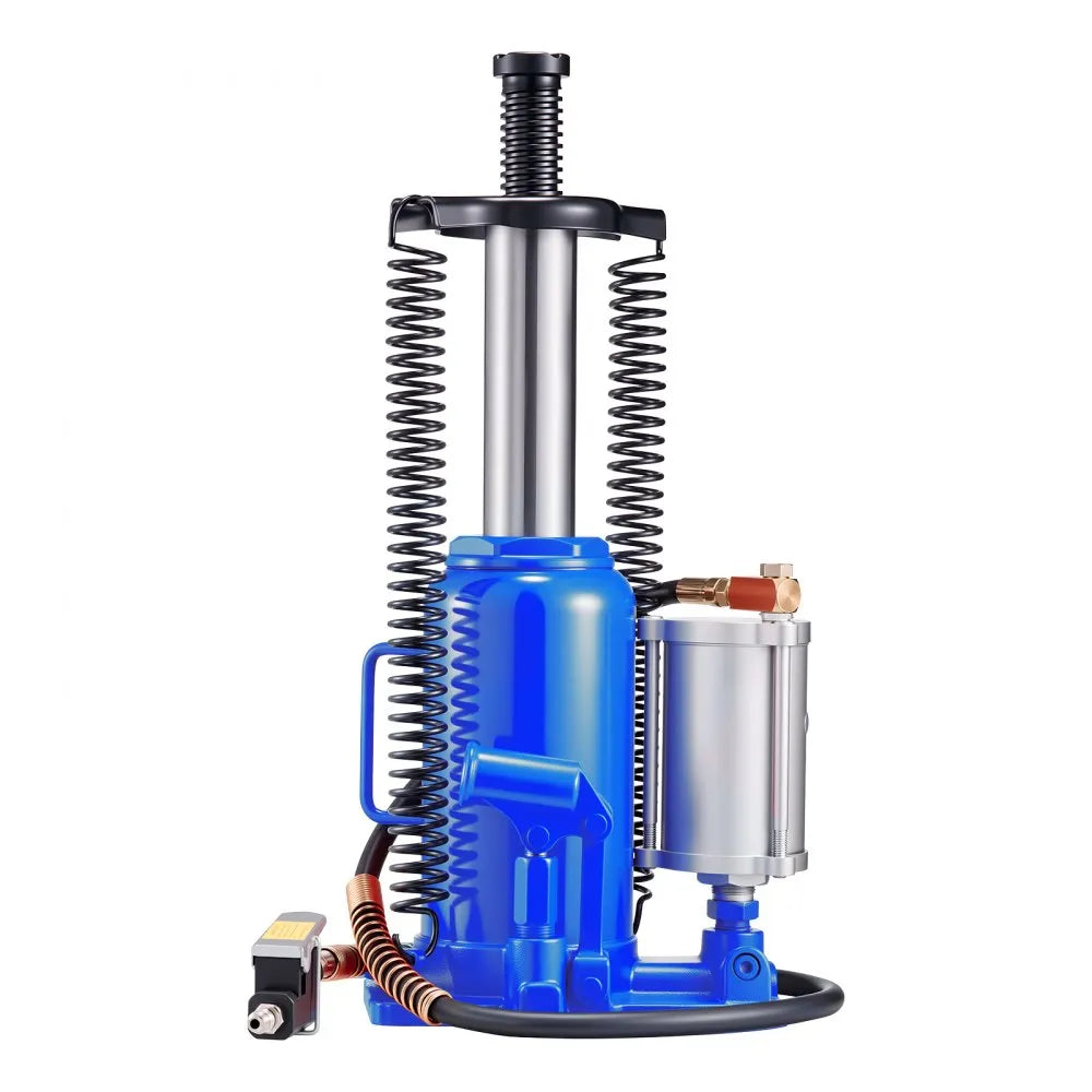 VEVOR Air Hydraulic Bottle Jack, 20 Ton (44092 lbs) Capacity, 10.2-19.5 Inch Lifting Range, Pneumatic/Manual Heavy Duty Welded Bottle Jack with Pump for Car, SUV, Pickup, Truck, RV, Auto Repair, Blue