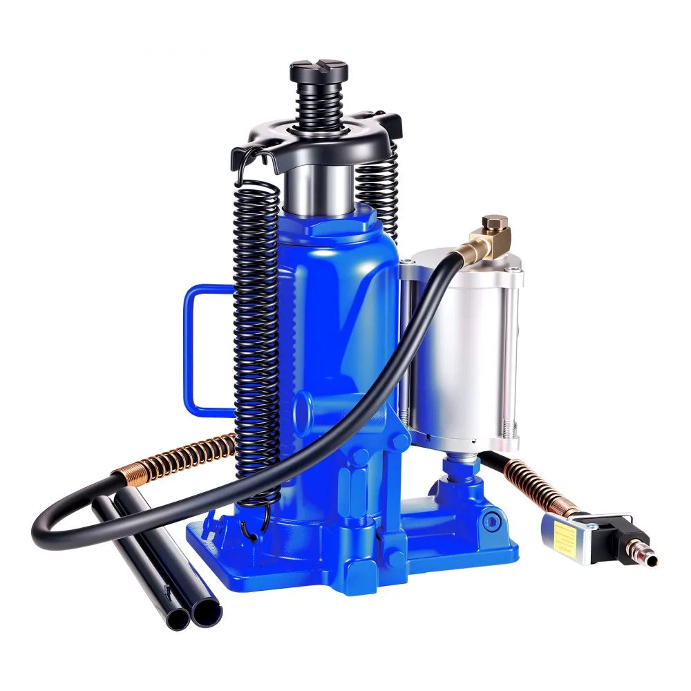VEVOR Air Hydraulic Bottle Jack, 20 Ton (44092 lbs) Capacity, 10.2-19.5 Inch Lifting Range, Pneumatic/Manual Heavy Duty Welded Bottle Jack with Pump for Car, SUV, Pickup, Truck, RV, Auto Repair, Blue