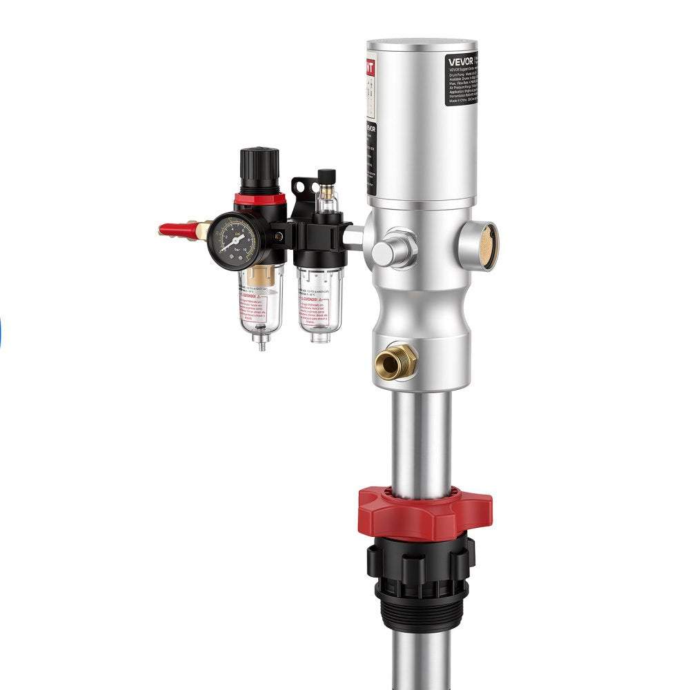 VEVOR Air-Operated Oil Transfer Pump 1:1 5.3 GPM / 20 LPM Flow Drum Pump, Fits 55 Gallon Barrels & Open Containers, Heavy Duty Aluminum Pump, Pneumatic for SAE 80 Oils / Fluids (NOT for Gasoline)