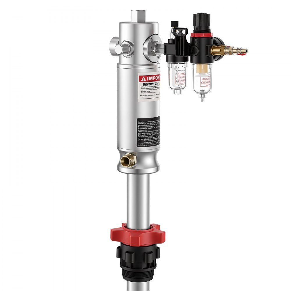 VEVOR Air-Operated Oil Transfer Pump 5:1 3.7 GPM / 14 LPM Flow Drum Pump, Fits 55 Gallon Barrels & Open Containers, Heavy Duty Aluminum Pump, Pneumatic for SAE 240 Oils / Fluids (NOT for Gasoline)