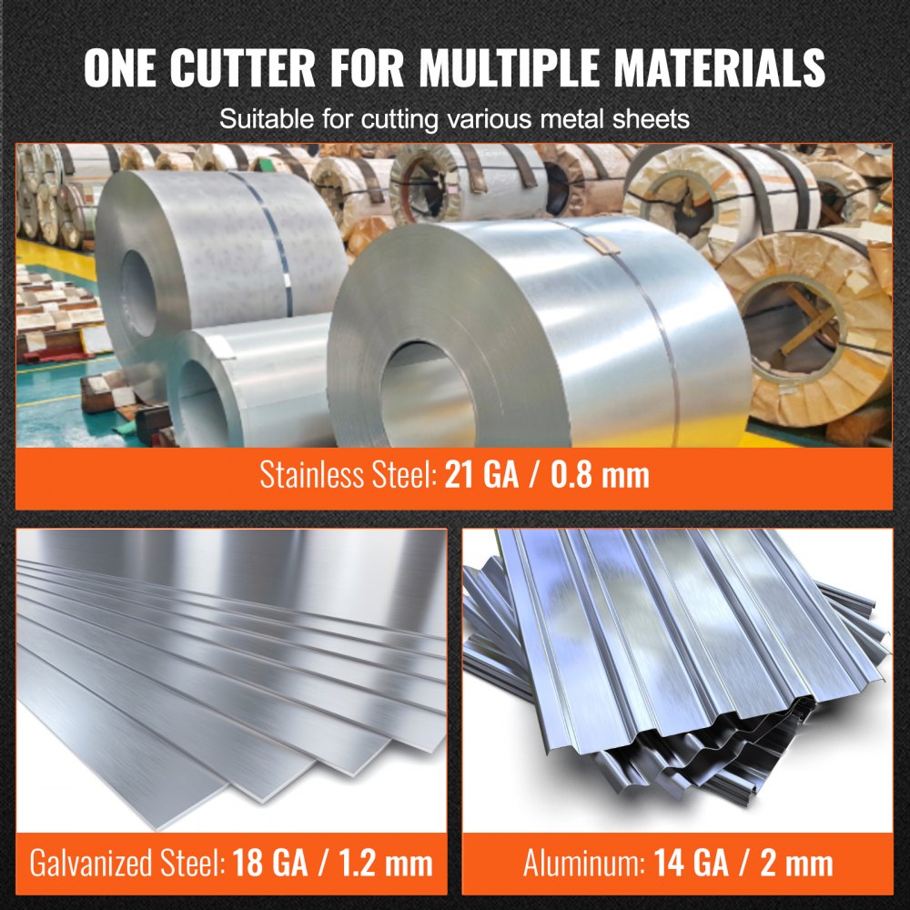 VEVOR Metal Cutter Drill Attachment, with Metal Shears Attachment, 360 Degree Pivoting Head, Cut Max. 21 GA Stainless Steel 14 GA Aluminum Metal Sheets and 18 GA Galvanized Steel