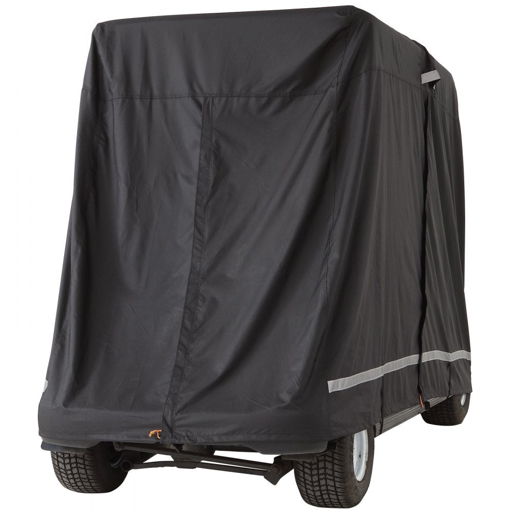 VEVOR 2+2 Passenger Golf Cart Cover, 600D Polyester Full Cover, Suitable for 2+2 Seats Golf Carts, Waterproof, Sunproof, and Dustproof Outdoor Golf Cart Cover with Three Zipper Doors, Black