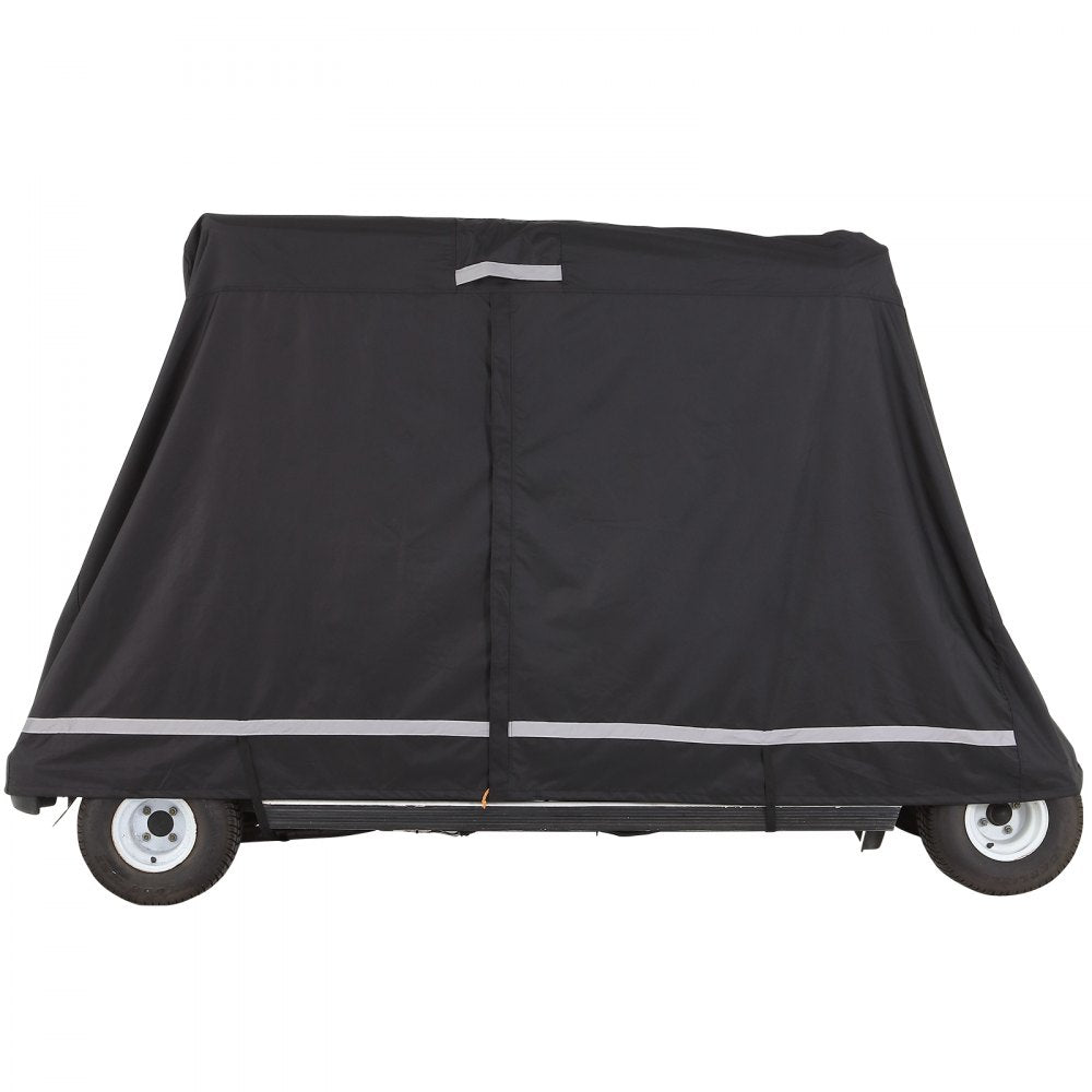 VEVOR 2+2 Passenger Golf Cart Cover, 600D Polyester Full Cover, Suitable for 2+2 Seats Golf Carts, Waterproof, Sunproof, and Dustproof Outdoor Golf Cart Cover with Three Zipper Doors, Black