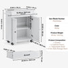 VEVOR Kitchen Island Cart, 32" Mobile Carts with Storage Cabinet, Rolling Table with Power Outlet, Spice Rack, Towel Bar, Adjustable Shelf, Drawer, Dining Living Room Portable Islands on Wheels, White