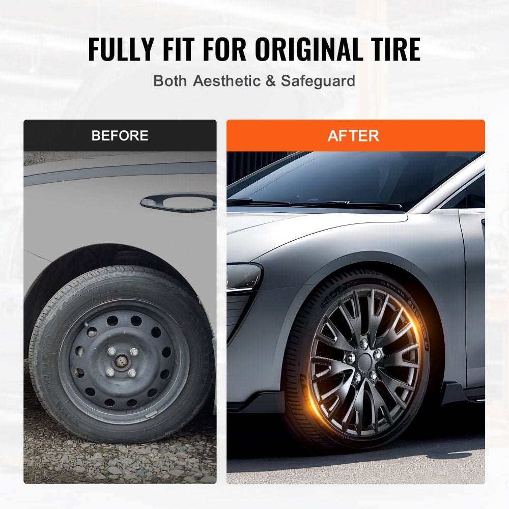 VEVOR Wheel Rim Cover Hubcaps, 16 in Diameter, Sturdy & Durable Scratch-Resistant Hubcap with Snap & Valve Nozzle Hole, ABS & PC Hubcap with High Rigidity & Less Wind Drag, Fits for All Weather Use