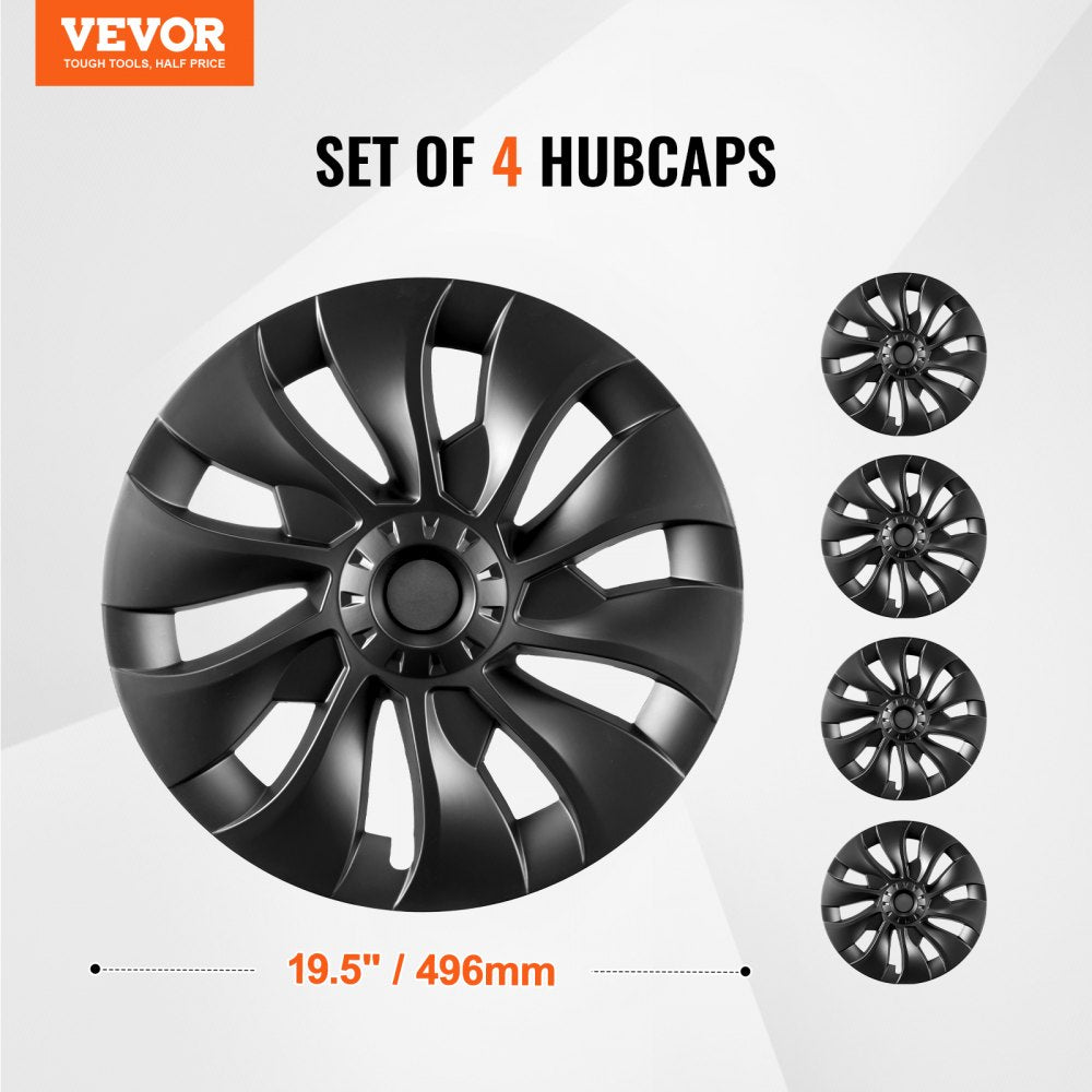 VEVOR Wheel Rim Cover Hubcaps, 18 in, 2017-2023 Model 3 Fully Fit Hubcap with Snap, Guard Tape & Valve Nozzle Hole, ABS & PC Hubcap with High Rigidity & Less Wind Drag, Fits for All Weather Use