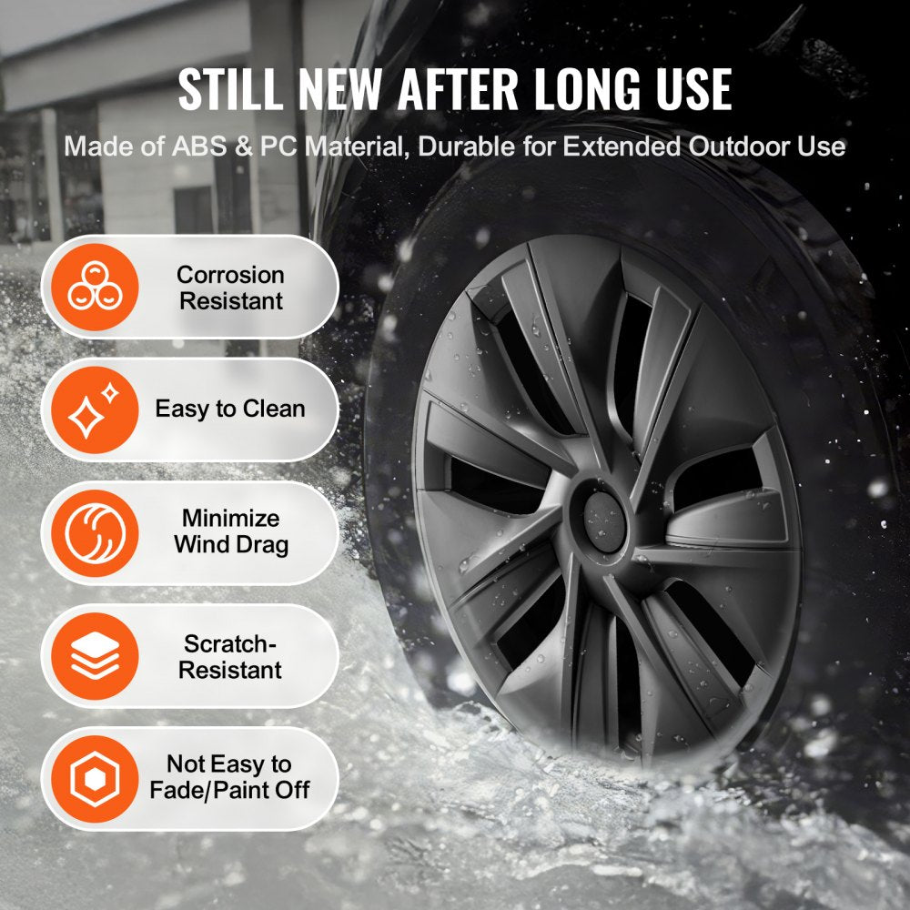 VEVOR Wheel Rim Cover Hubcaps, 19 in, 2020-2023 Model Y Fully Fit Hubcap with Snap, Guard Tape & Valve Nozzle Hole, ABS & PC Hubcap with High Rigidity & Less Wind Drag, Fits for All Weather Use
