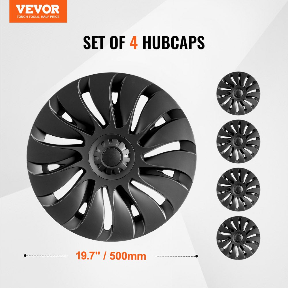 VEVOR Wheel Rim Cover Hubcaps, 19 in, 2020-2024 Model Y Fully Fit Hubcap with Snap, Guard Tape & Valve Nozzle Hole, ABS & PC Hubcap with High Rigidity & Less Wind Drag, Fits for All Weather Use
