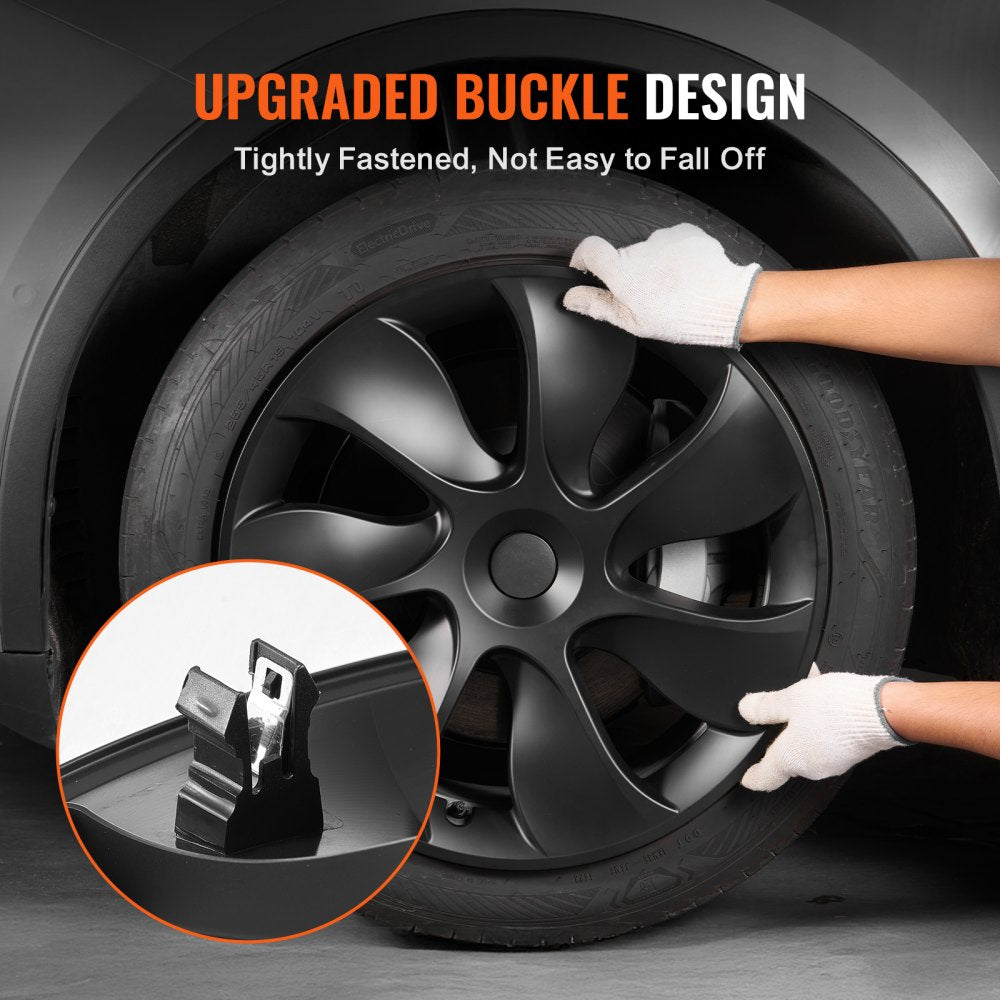 VEVOR Wheel Rim Cover Hubcaps, 19 in, 2021-2023 Model Y Fully Fit Hubcap with Snap, Guard Tape & Valve Nozzle Hole, ABS & PC Hubcap with High Rigidity & Less Wind Drag, Fits for All Weather Use