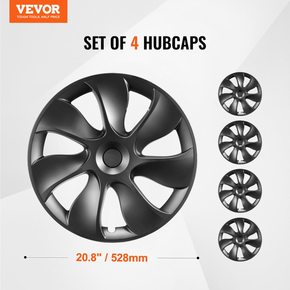 VEVOR Wheel Rim Cover Hubcaps, 19 in, 2021-2023 Model Y Fully Fit Hubcap with Snap, Guard Tape & Valve Nozzle Hole, ABS & PC Hubcap with High Rigidity & Less Wind Drag, Fits for All Weather Use