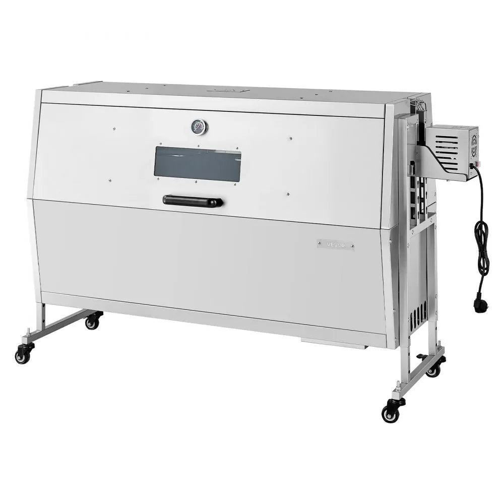 VEVOR Rotisserie Grill 38W BBQ Outdoor Pig & Lamb Spit Roaster, Charcoal Spit Roaster with 132 LBS Capacity, Wheels & 4-Level Height, Stainless Steel Rotisserie Grill Kit for Camping Outdoor Parties