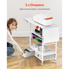 VEVOR Rolling Craft Cart and Storage Table, Compatible with Cricut Machines, Collapsible Cricut Table with Foldable Sides, Craft Rolling Storage Organizer with 14 Vinyl Roll Holders and 2 Drawers