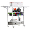 VEVOR Rolling Craft Cart and Storage Table, Compatible with Cricut Machines, Collapsible Cricut Table with Foldable Sides, Craft Rolling Storage Organizer with 14 Vinyl Roll Holders and 2 Drawers