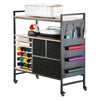 VEVOR Rolling Craft Cart and Storage Table, Compatible with Cricut Machines, Crafting Table Organization Workstation, Craft Rolling Storage Organizer with 20 Vinyl Roll Holders and 3 Drawers, Black