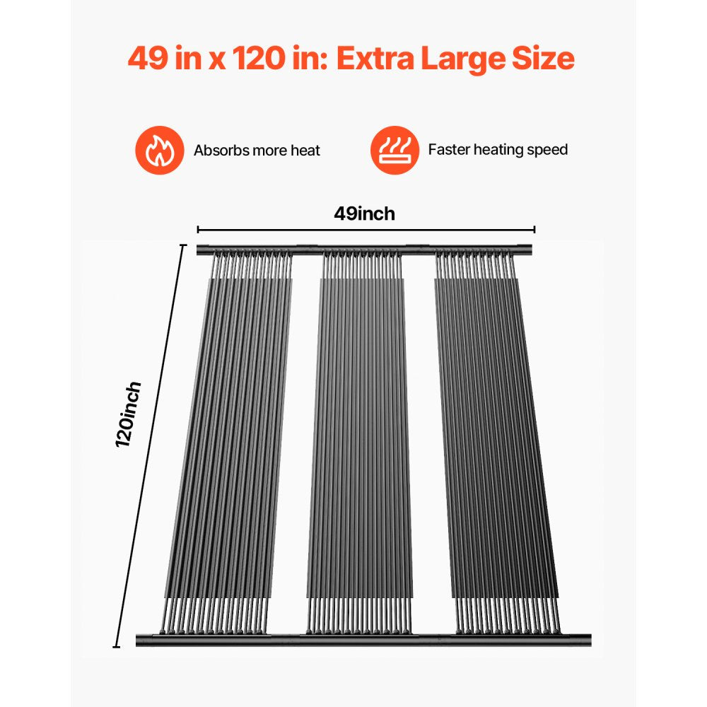 VEVOR Solar Pool Heater, 4 x 10 ft HDPE Pool Heating System - Durable & Weather-Proof, with Complete Accessories, Universal Solar Pool Panel–Raises Water Temperature, for Aboveground & Inground Pool