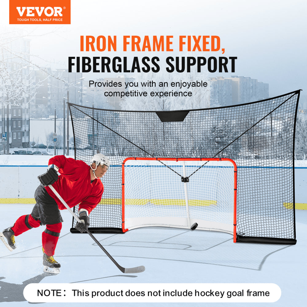 VEVOR Hockey Goal Backstop Net, Street Hockey Sports Backstop Netting,  Portable Indoor Outdoor Hockey Training Net, 12x7 FT Large Size Target Net, Easy Assemble, Black (Goal Frame Not Included)