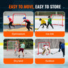 VEVOR Youth Street Hockey Net, Indoor Outdoor Steel Hockey Goal, Portable Lightweight Youth Street + Roller for Kids, Junior Hockey Training Goal Set with Net, Easy Assemble, 54" x 44", White/Red