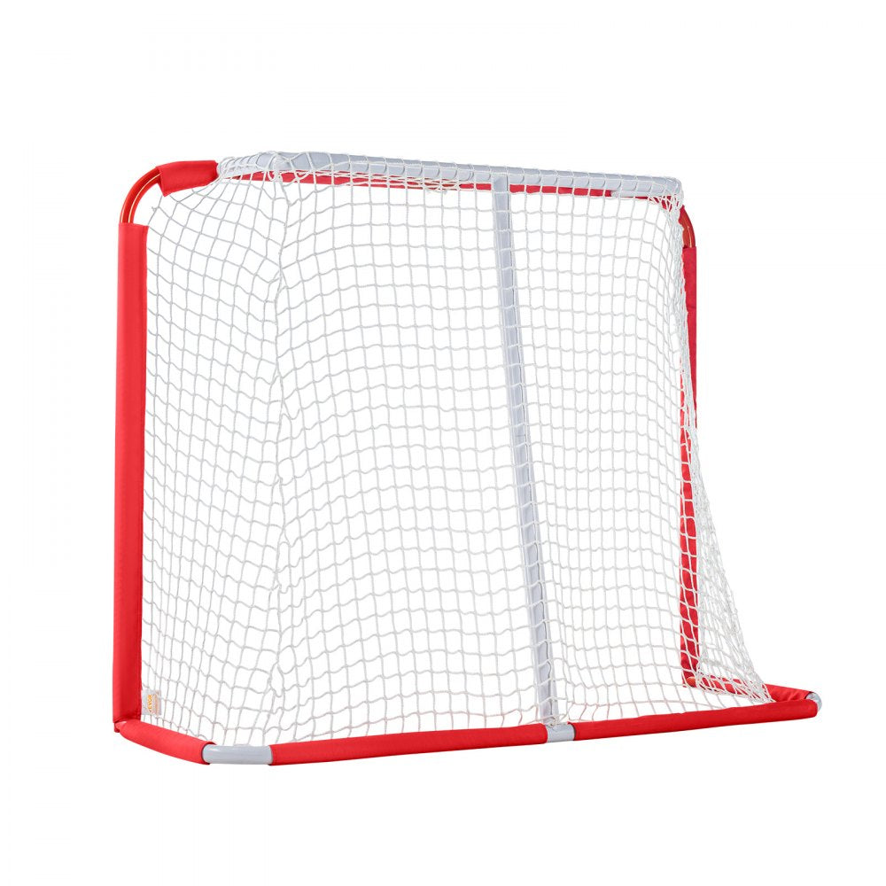 VEVOR Youth Street Hockey Net, Indoor Outdoor Steel Hockey Goal, Portable Lightweight Youth Street + Roller for Kids, Junior Hockey Training Goal Set with Net, Easy Assemble, 54" x 44", White/Red