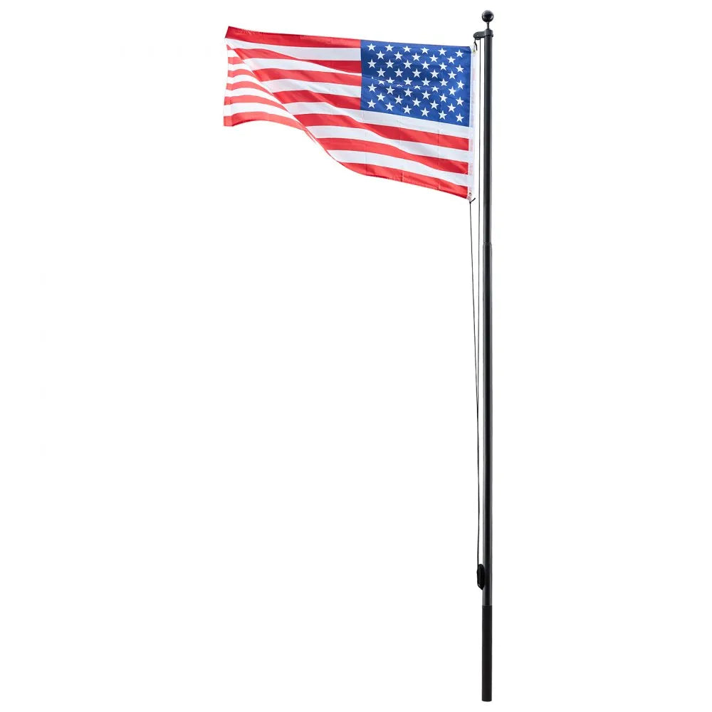 VEVOR Flag Pole, 16ft Heavy Duty Sectional Flagpole Kit for Outside House In Ground, Extra Thick Outdoor Aluminum Flagpole Kit with 3x5 American Flag for Yard, Residential or Commercial Use, Black