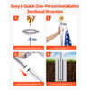 VEVOR Flag Pole, 20ft Heavy Duty Sectional Flagpole Kit with 136 LED Solar Light for Outside House In Ground, Outdoor Aluminum Flagpole with 3x5 American Flag for Yard, Residential, Commercial, Silver