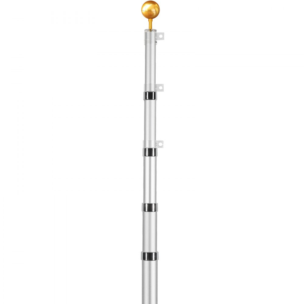 VEVOR 20FT Telescoping Flag pole Kit, Heavy Duty Aluminum Alloy in Ground Flag Poles for Outside, 3 Display Modes Flagpole with 3x5 American Flag, Professional Accessories, Silver