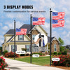 VEVOR 20FT Sectional Flag pole Kit, Heavy Duty Aluminum Alloy in Ground Flag poles for Outside, 3 Display Modes Flagpole with 3x5 American Flag, Professional Accessories, Black