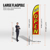 VEVOR Open Flags with Pole Kit, Advertising Flags for Business Outside, Advertising Feather Flag Kit, Includes 2 Banner Flags, 2 Poles, 2 Ground Stakes, Open Sign Swooper Flags for Businesses 16.3 FT