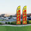 VEVOR Open Flags with Pole Kit, Advertising Flags for Business Outside, Advertising Feather Flag Kit, Includes 2 Banner Flags, 2 Poles, 2 Ground Stakes, Open Sign Swooper Flags for Businesses 16.3 FT