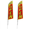 VEVOR Open Flags with Pole Kit, Advertising Flags for Business Outside, Advertising Feather Flag Kit, Includes 2 Banner Flags, 2 Poles, 2 Ground Stakes, Open Sign Swooper Flags for Businesses 16.3 FT