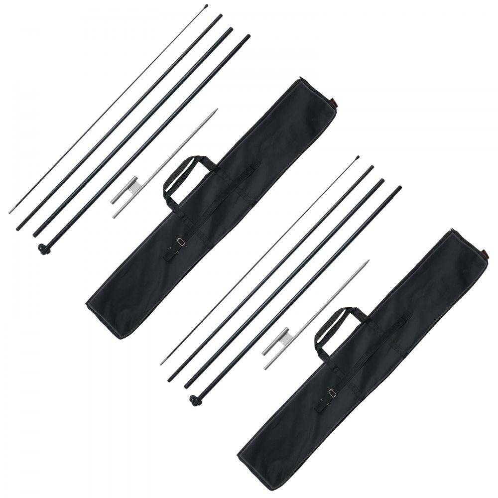 VEVOR Feather Flag Pole Kit, 2 Packs Swooper Flag Pole 16.3 ft, Sign Flag Poles for Business Advertising Flags Outdoor, with Ground Stakes and A Carrying Bag (Flag Not Included)