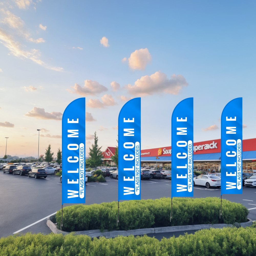 VEVOR Feather Flag Pole Kit, 3 Packs Swooper Flag Pole 16.3 ft, Sign Flag Poles for Business Advertising Flags Outdoor, with Ground Stakes and A Carrying Bag (Flag Not Included)