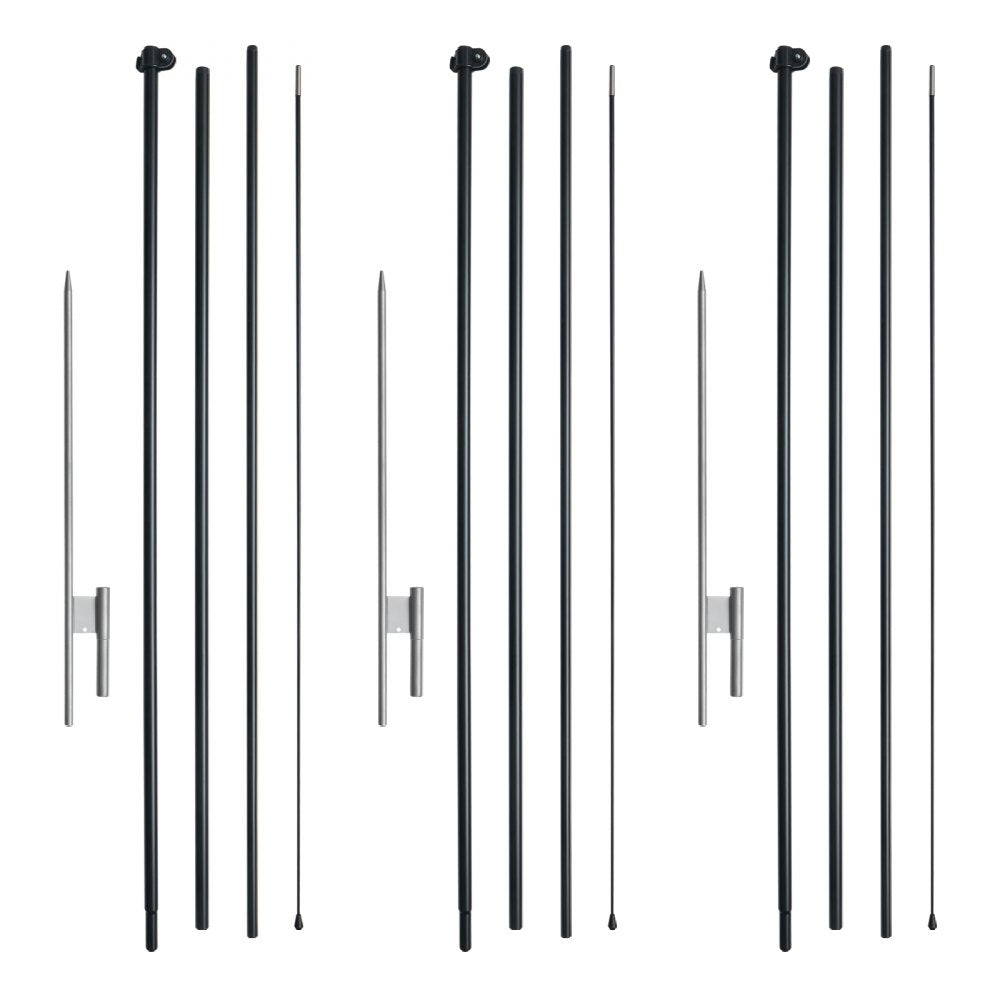 VEVOR Feather Flag Pole Kit, 3 Packs Swooper Flag Pole 16.3 ft, Sign Flag Poles for Business Advertising Flags Outdoor, with Ground Stakes and A Carrying Bag (Flag Not Included)