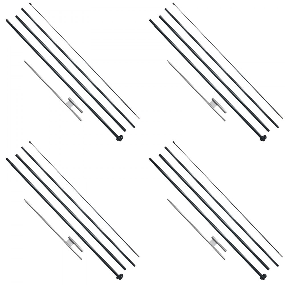 VEVOR Feather Flag Pole Kit, 4 Packs Swooper Flag Pole 16.3 ft, Sign Flag Poles for Business Advertising Flags Outdoor, with Ground Stakes and A Carrying Bag (Flag Not Included)