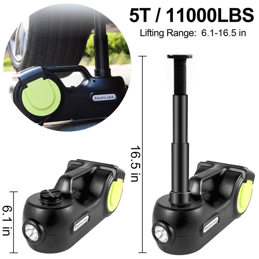 VEVOR Electric Car Jack 5 Ton Car Jack Hydraulic with Electric Impact Wrench, LED Light Hydraulic Auto Repair Tool, 135-360 mm Lifting Range for SUV MPV Sedan Truck Repair