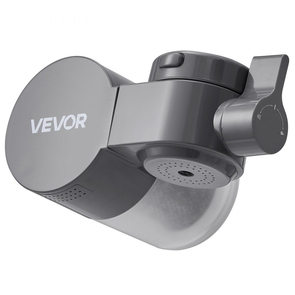 VEVOR Faucet Mount Water Filter, Horizontal Water Purifier for Sink Tap, Carbon Fiber Filters, Removes Chlorine Lead with 1 Filter, Fits Most Kitchen or Bathroom Faucets, Gray