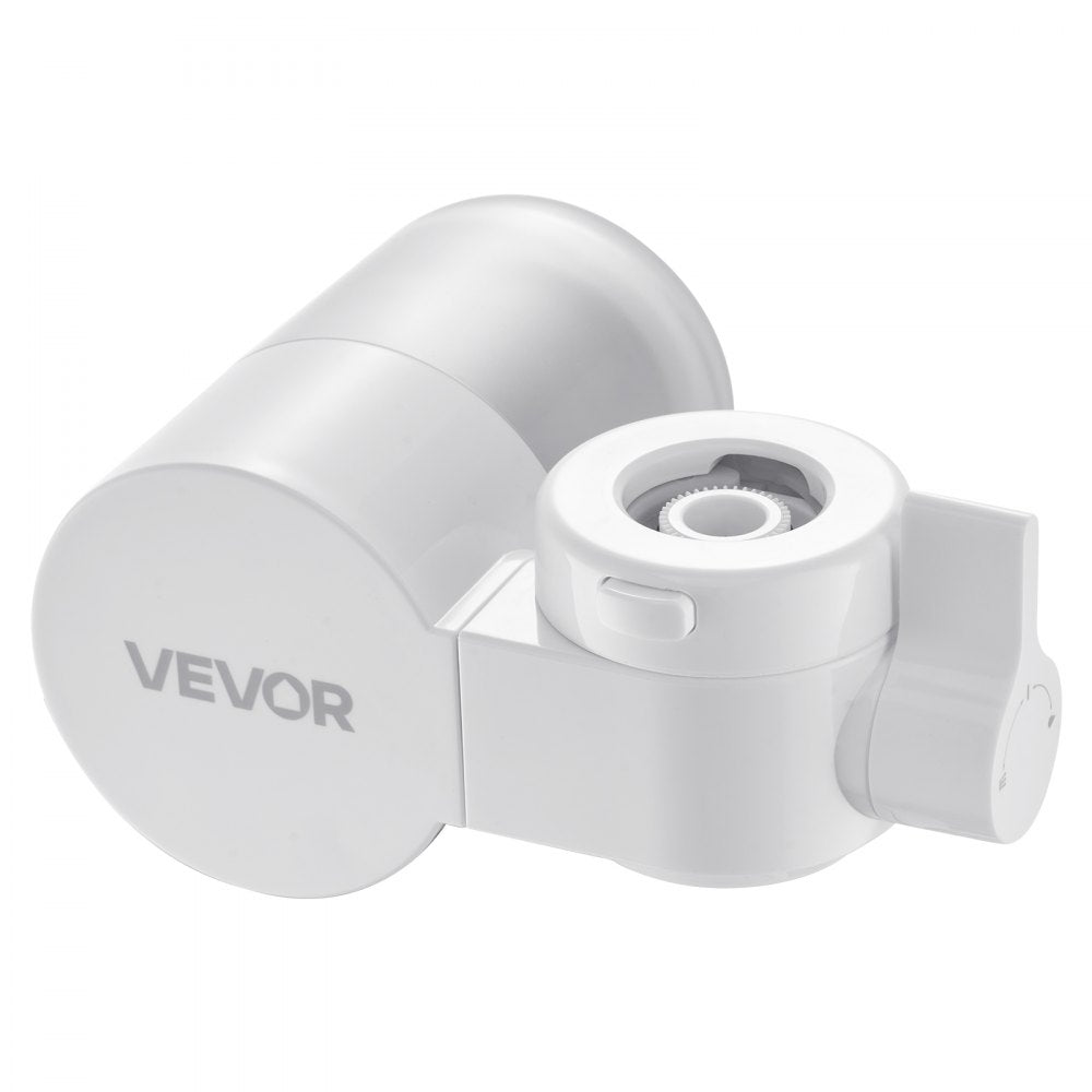 VEVOR Faucet Mount Water Filter, Horizontal Water Purifier for Sink Tap, Carbon Fiber Filters, Removes Chlorine Lead with 1 Filter, Fits Most Kitchen or Bathroom Faucets, White