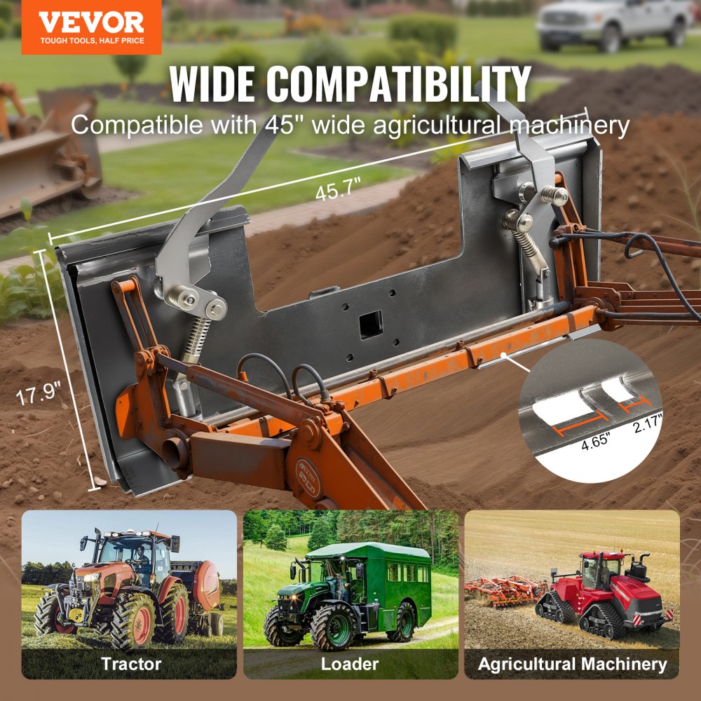 VEVOR Skid Steer Attachment Plate, 3/8" Skid Steer Mount Plate with 2.28" Hitch Receiver, 7000lbs Quick Attachment Loader Plates, Compatible with Deere, Kubota, Bobcat, Mahindra Skids Steers, Tractor