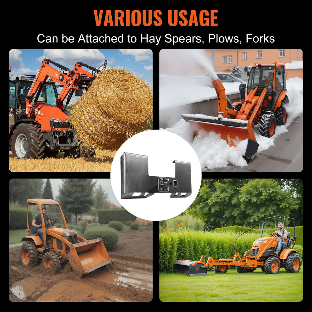 VEVOR Skid Steer Attachment Plate, 3/8" Skid Steer Mount Plate with 2.28" Hitch Receiver, 7000lbs Quick Attachment Loader Plates, Compatible with Deere, Kubota, Bobcat, Mahindra Skids Steers, Tractor