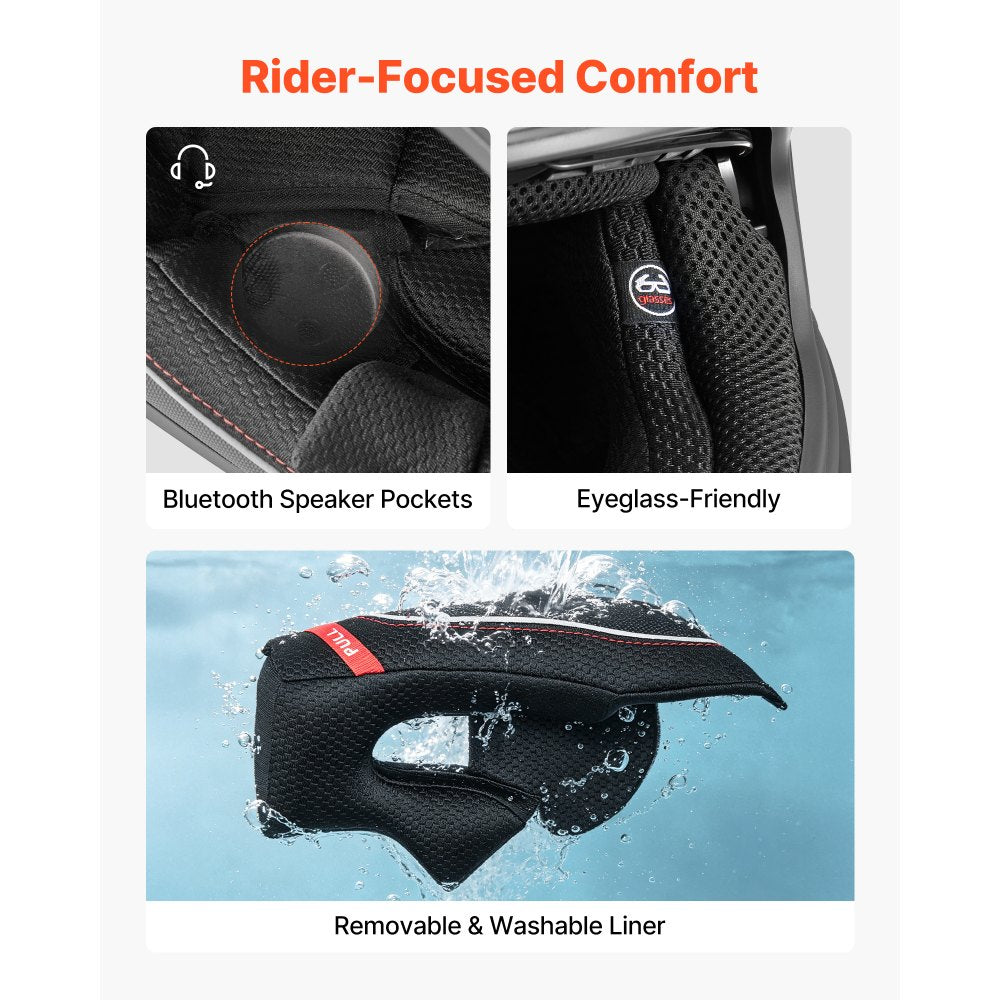 VEVOR Full Face Motorcycle Helmets, Dual-Visor Motorcycle Street Bike Helmet, Lightweight Comfortable Motocross Dirt Bike Helmet for Adults Men and Women - DOT & ECE Approved (L Size)