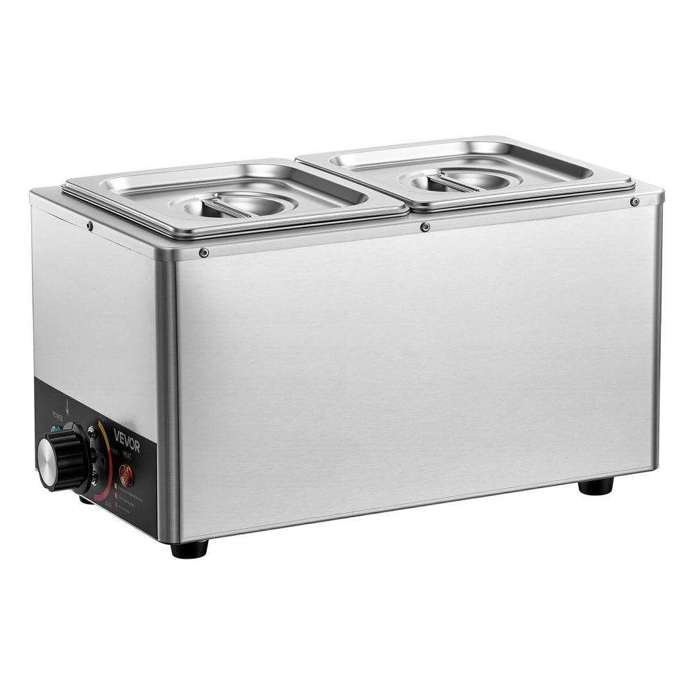 VEVOR Chocolate Melting Machine, 3 Cook Modes, 2 Tanks 9 Lbs Choc Melter, 86℉ - 230℉, 3 Cook Modes, 800W Power, Water Bath Heat System, 1/6 x 2 Pans, Stainless Steel, Cheese Warmer, Commercial & Home