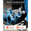 VEVOR 3-Trumpet Air Horn 150dB Super Loud Train Horn for Trucks SUVs, Fits 12V/24V Vehicles & Boats, Powerful Sound, Strong Penetration, Built-in Solenoid Valve, High Airtightness, Heavy-Duty Metal