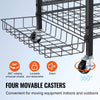 VEVOR Sports Equipment Garage Organizer, Rolling Ball Storage Cart on Wheels, Basketball Rack with Baskets & Hooks, Indoor/Outdoor Sports Gear and Toys Storage, Steel Sports Equipment Organizer, Black