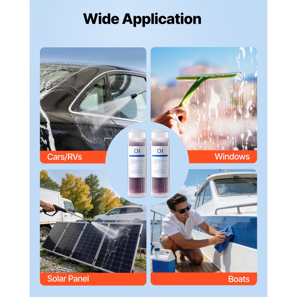 VEVOR Deionized Filter for Spotless Car Wash System, 2 x 0.5L Color Changing DI Resin Filter Replacement - Compatible with PRS-101XC Deionized Water System for Cars RVs Windows