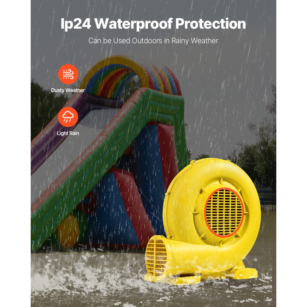 VEVOR Inflatable Blower, 380W&450W, 0.5 & 0.6 HP Bounce House Blower, Pump Commercial Air Blower for Inflatables, Bouncy Castle Electric Air Blower Fan Perfect for Bounce House, Waterslides, Yellow