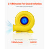 VEVOR Inflatable Blower, 750W&950W, 1.3 HP Bounce House Blower, Pump Commercial Air Blower for Inflatables, 3300RPM Bouncy Castle Electric Air Blower Fan Perfect for Bounce House, Waterslides, Yellow