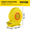 VEVOR Air Blower, 450W 0.6HP Inflatable Blower, Portable and Powerful Bounce House Blower, 1750Pa Commercial Air Blower Pump Fan, Used for Inflatable Bouncy Castle and Jump  Tested to UL Standards