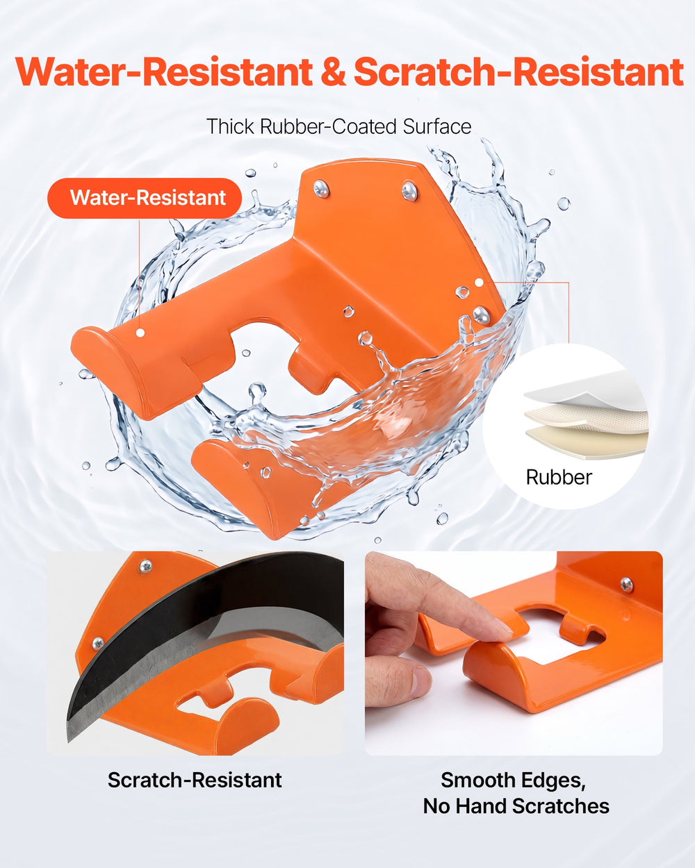 VEVOR Garage Organizer Trimmer Rack 5.9 Inch 2 Pack 180 lbs Total Load, Wall Mounted Garden Power Tool Hanger Weed Whackers Holder for Grass/Hedge Trimmer, Leaf Blower, Chainsaw, Garden Tools, Orange