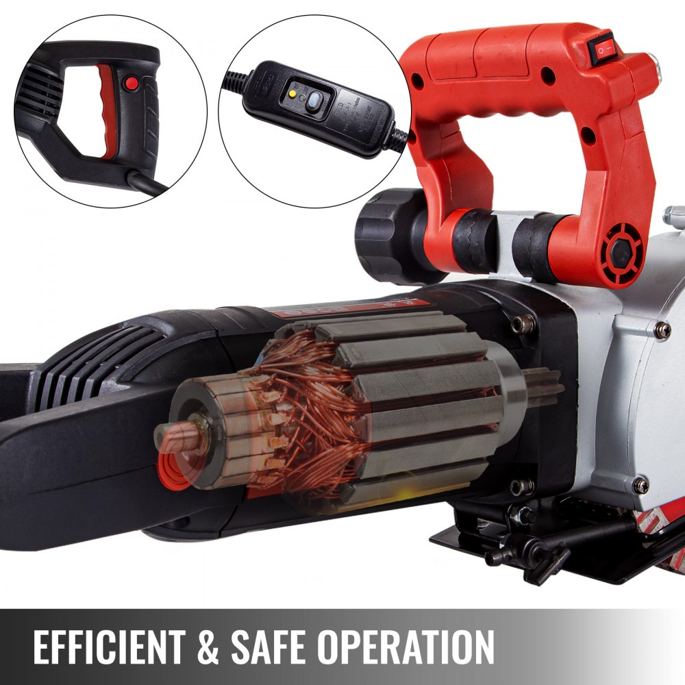 VEVOR Wall Chaser, 2500W 38 mm Cutting Width,Wall Groove Cutting Machine 34MM Cutting Depth,Wall Slotting Machine With 5 Saw Blades 4.5" Diameter 6300r/Min,One-time Forming Dustless
